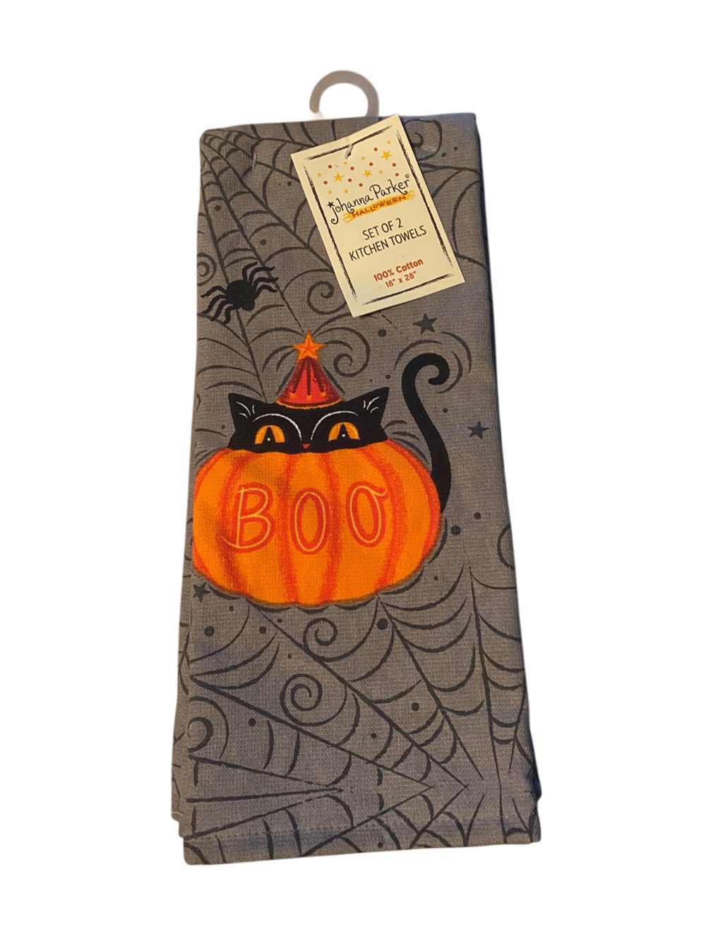 Johanna Parker Design Halloween ‘BOO’ Cat Kitchen Towel Set